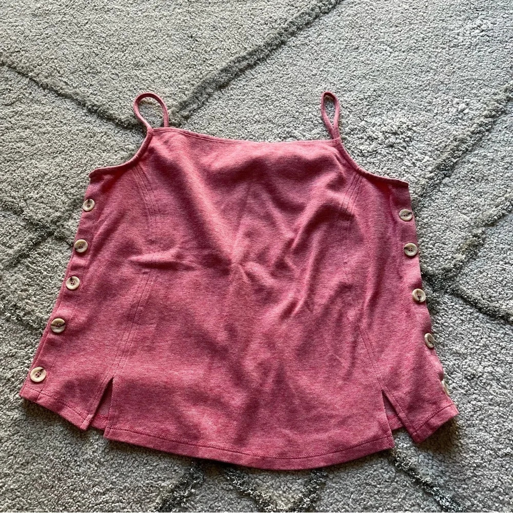 Meadow Rue Anthropologie Tank Top Side Button Red Size XL